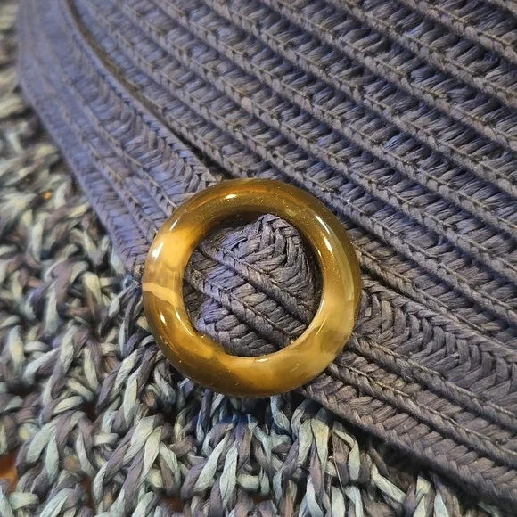 Nine West Stylish Blue Oversized Brim Packable Sun Hat - Picture 2 of 7